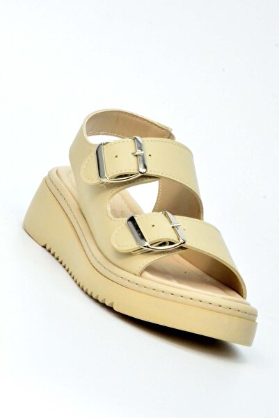 Ventes Sandale cu toc gros cu bandă dublă din piele 581602Z