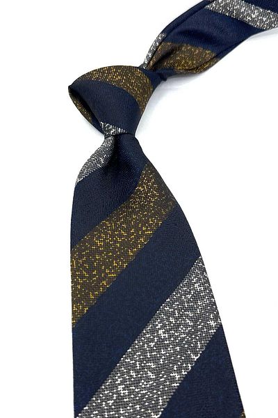 Kravatkolik Garranes Style Navy Blue Line Pattern Italian Silk Tie Ik1942