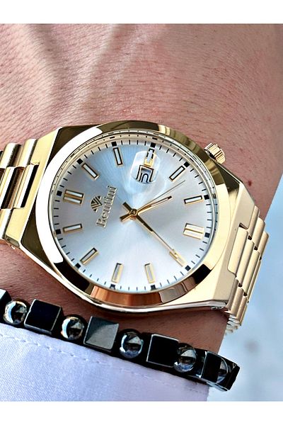 Bentini Men's Wrist Watch with Calendar – Steel Band, 3 Atm Water Resistant, 2-Year Warranty, Gift Bracelet