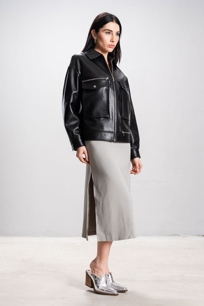 Dericlub Deri̇club Denise Women's Oversize Real Leather Jacket Black