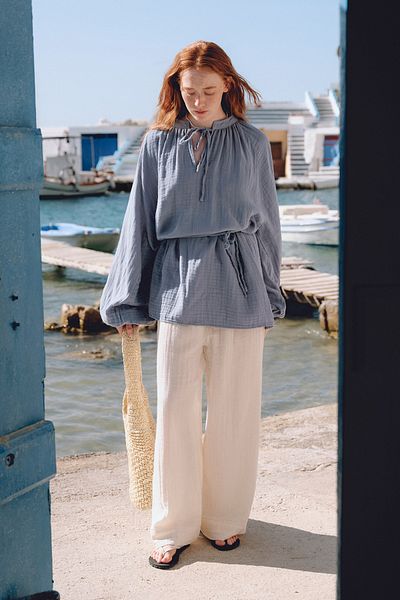Manuka Muslin Tie Trousers Beige