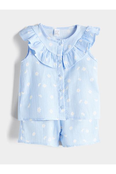LC Waikiki Crew Neck Floral Blouse and Shorts 2-Piece Set
