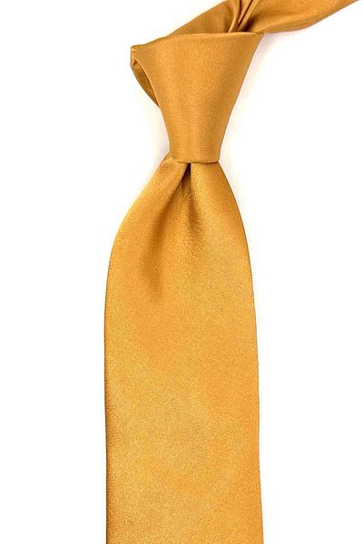 Kravatkolik Finbarr Style Dark Yellow Plain Italian Silk Tie Ik1920