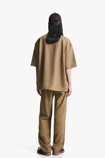 Bershka Keten karışımlı geniş paça jogger pantolon