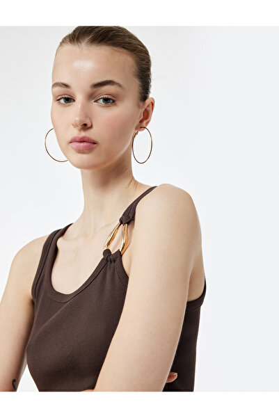 Koton Asymmetric Collar Metal Accessory Slim Fit Tank Top