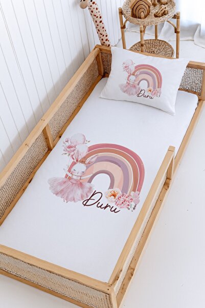 Lilabio %100 Pamuk İsme Özel Montessori Yatak Pike Seti 100x200 Tavşan