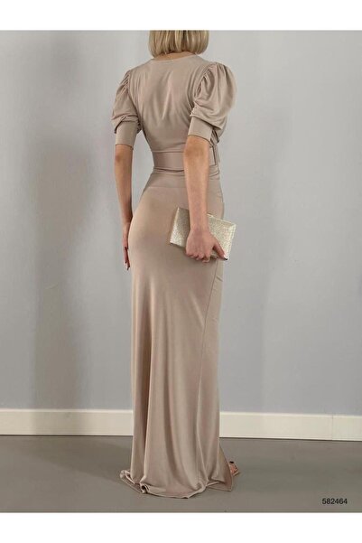 Modafeminen Διπλό γιακά Ζώνη μπροστά με σχισμή Φόρεμα Sandy 582464 ΜΠΕΖ