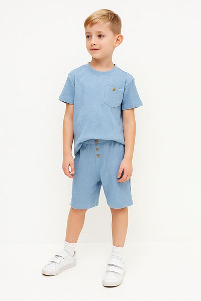 CiciTime Çocuk Modası Boy's Waffle Fabric Summer Shorts Bottom Top Set