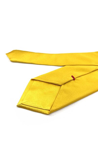 Kravatkolik Russel Style Yellow Plain Italian Silk Tie Ik1940