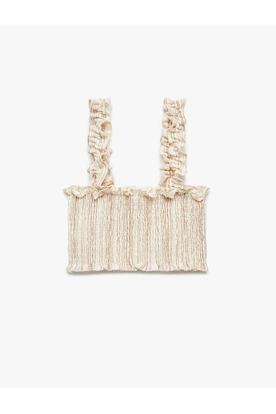 Koton Cotton Gipeli Ruffle Strap Crop Blouse