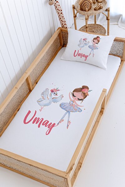 Lilabio %100 Pamuk İsme Özel Montessori Yatak Pike Seti 100x200 Balerin