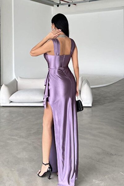 Modafeminen Σεταν Υφασμάτινο Φόρεμα 582245 Μωβ