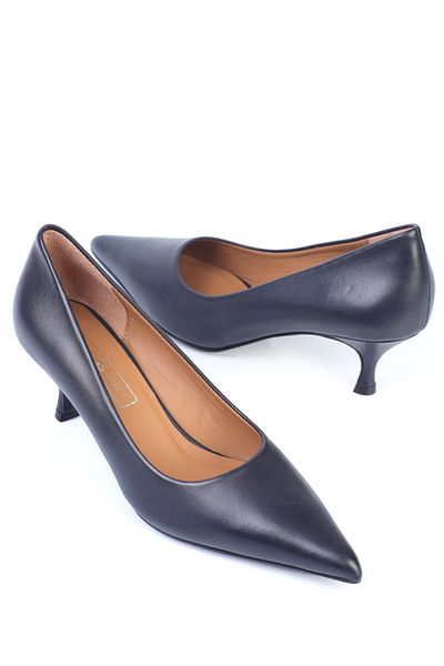 KARVENSHOES Genuine Dark Blue Leather Stiletto 25261