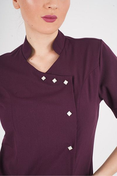 Nur Medikal Giyim Aylu Model Soft Lycra Plum Doctor Nurse Hospital Scrubs Uniform Set