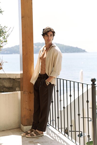 MAI STUDIOS CO. Enrico Kemer Detay Kahve Erkek Pantolon