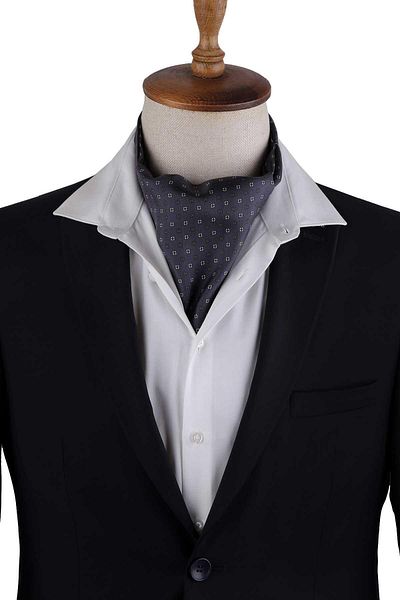 Kravatkolik Smoked Polka Dot Pattern Italian Silk Ascot Scarf K660