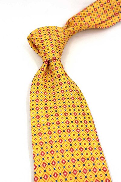 Kravatkolik Ardrah Style Yellow Small Pattern Italian Silk Tie Ik1947