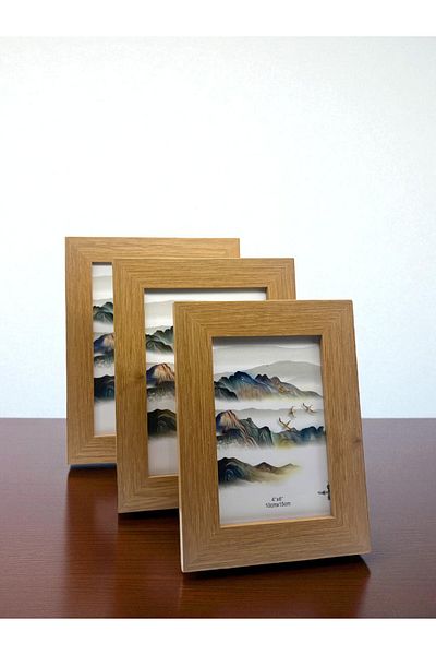 CİHO 3 Size (10×15/13×18/15×20 cm) Glass Wooden Decorative Contrast White Photo/Memory Frame