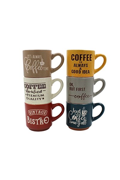 Gift Design Set of 6 ceramic mugs, Siaki Collection, 120 ml