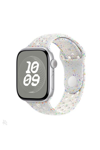 THD Curea sport cu orificii, THD, compatibila Apple Watch 46 mm seria 10, Apple Watch SE 44 mm, alba