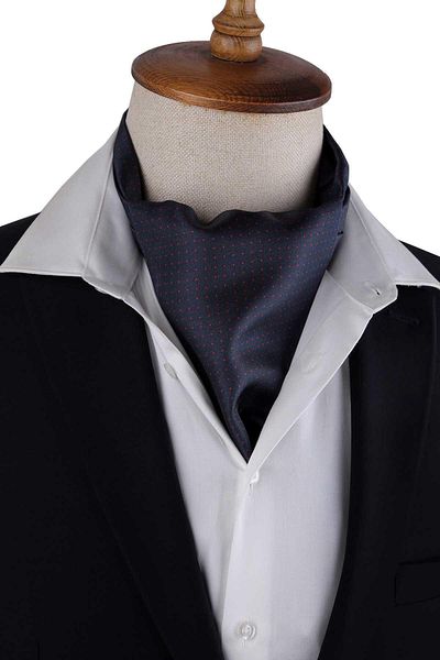 Kravatkolik Smoked Dot Pattern Italian Silk Ascot Scarf K658