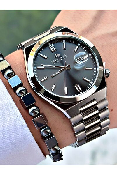Bentini Men's Wrist Watch with Calendar – Steel Band, 3 Atm Water Resistant, 2-Year Warranty, Gift Bracelet