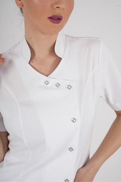 Nur Medikal Giyim Aylu Model Soft Lycra White Doctor Nurse Hospital Scrubs Uniform Set