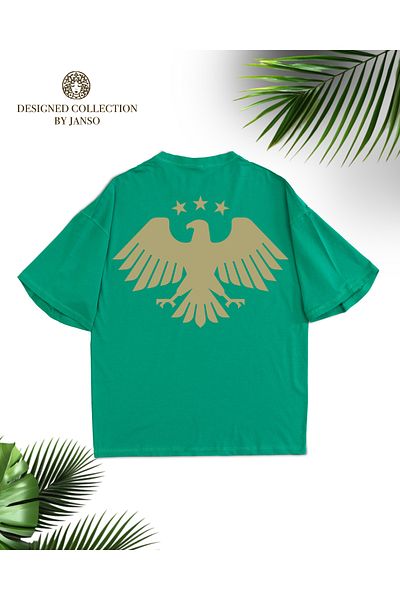 ACTIVE MODA -Womencotton Printed Eagle of Syria Tshirt Oversize Big Size