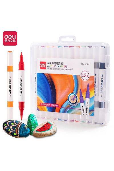 Deli HM924-12 Acrylic Marker Set 12pcs – ideal for multi-surface creative drawing