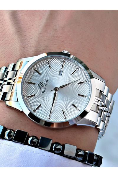 Bentini Men's Wrist Watch with Calendar – Steel Band, 3 Atm Water Resistant, 2-Year Warranty, Gift Bracelet