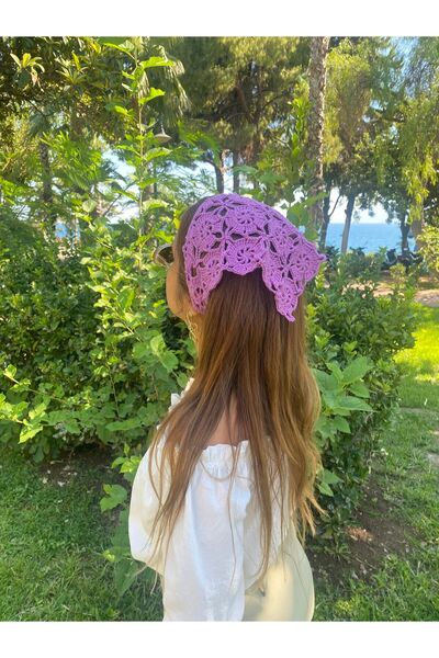 Nil Aksesuarları Çiçek desen örgü bandana