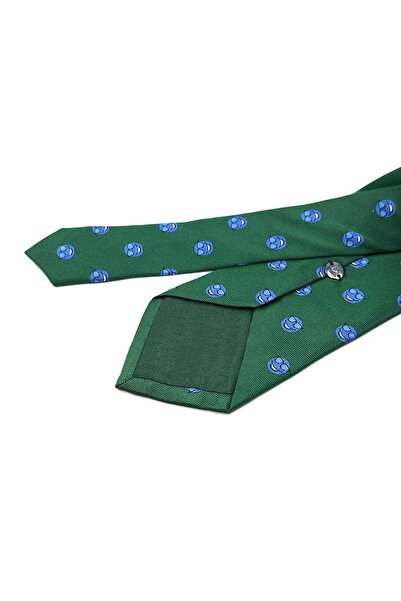 Kravatkolik Πράσινη χαμογελαστή Emoji ιταλική μεταξωτή γραβάτα IK1933