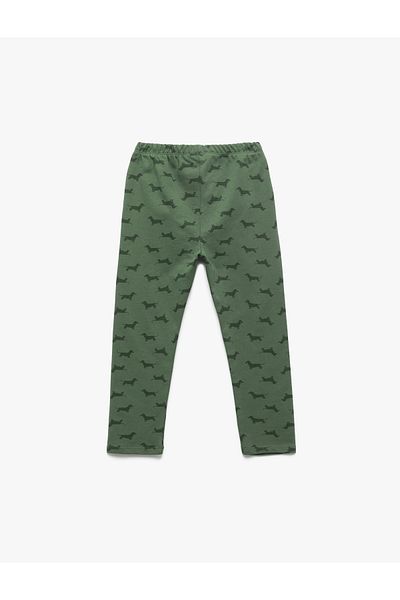 Koton Elastic Waist Dog Printed Cotton Long Leggings