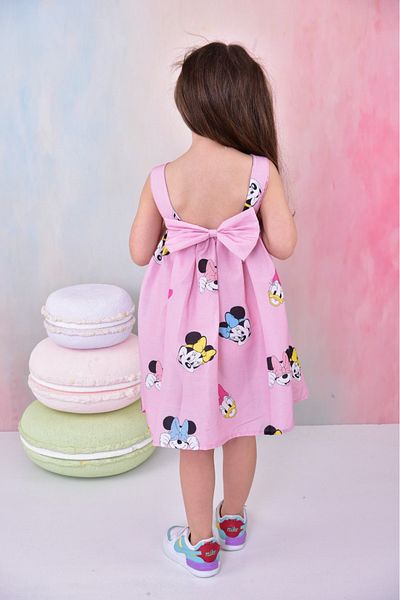 BUUFUU Baby Girl Cartoon Heroes Printed Dress with Bow and Bandana 6-24 Months