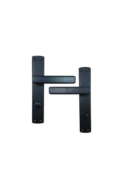 almital mobilya aksesuarları furniture accessories Door Handle and Lock Set, Lusso Black Mirrored Wc Door Handle and 40X23Mm Black Wc Mortise Lock Set