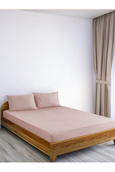 SENNORA Deluxe Series Cotton Satin Fitted Sheet Set Striped Double