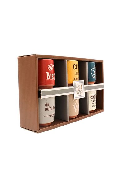 Gift Design Set of 6 ceramic mugs, Siaki Collection, 120 ml