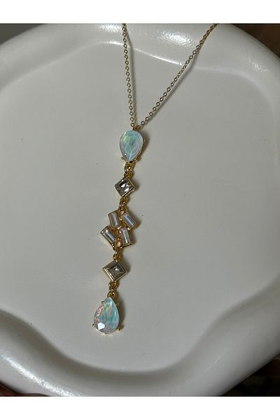 Beloria White Stone Y Necklace