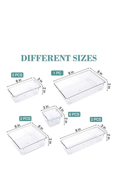 COOYA Organiser Tray Organiser Set Clear Drawer Organiser Set Drawer Cabinet ,16 PCS