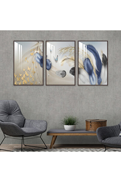 4gdran ثلاث لوحات جدارية خشبية مع برواز خشبي شامبين و طبقة من الاكريلك الشفاف