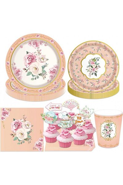 JeVenis party tableware set, cardboard, multicolor, 56 pieces