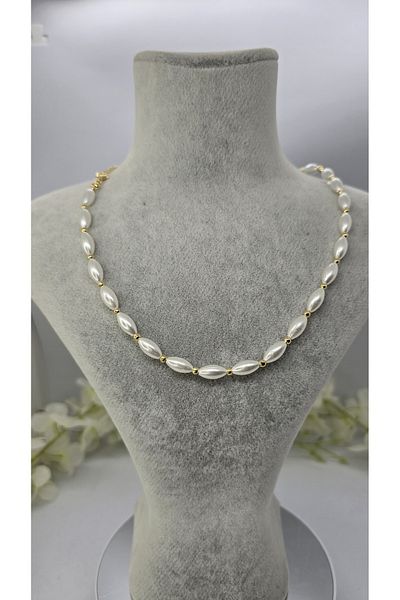 michelle takı zerafetin yeni adresi Oval Pearl Necklace