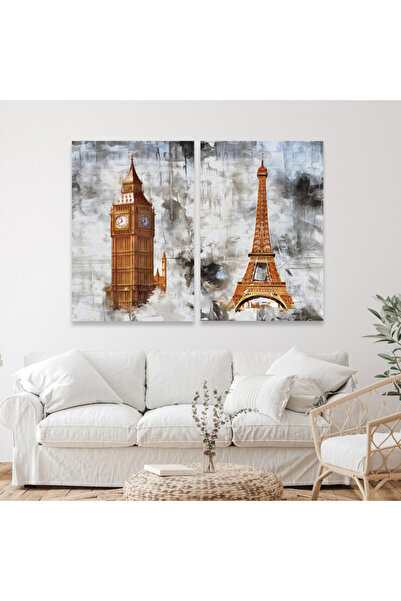 Marktna لوحة قماشية ثنائية بتصميم مودرن مع برواز شامبين مجوف