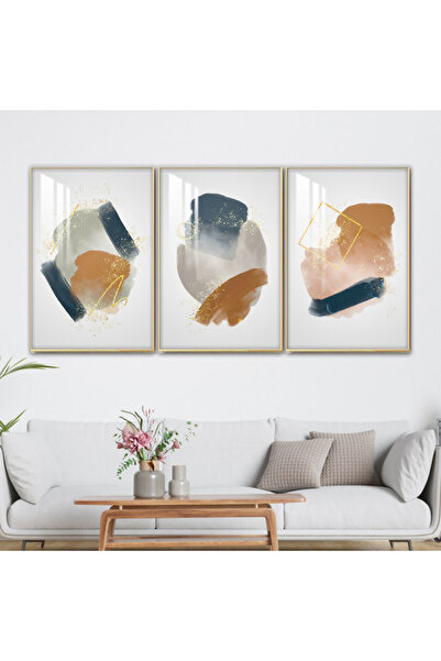 SND ثلاث لوحات جدارية خشبية مع برواز خشبي شامبين و طبقة من الاكريلك الشفاف