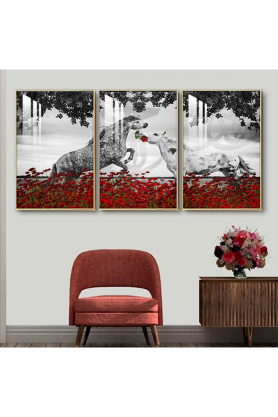 4gdran ثلاث لوحات جدارية خشبية مع برواز خشبي شامبين و طبقة من الاكريلك الشفاف