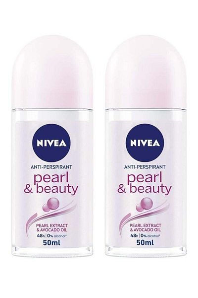 NIVEA Pearl And Beauty Antiperspirant Roll On Deodorant - 50ml (2 Pack)