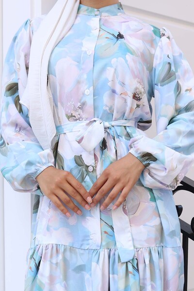 benguen Φόρεμα Hijab με σχέδιο Μπλε 567