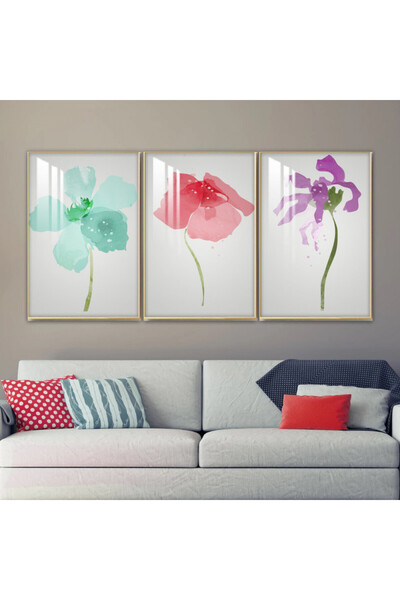 SND ثلاث لوحات جدارية خشبية مع برواز خشبي شامبين و طبقة من الاكريلك الشفاف