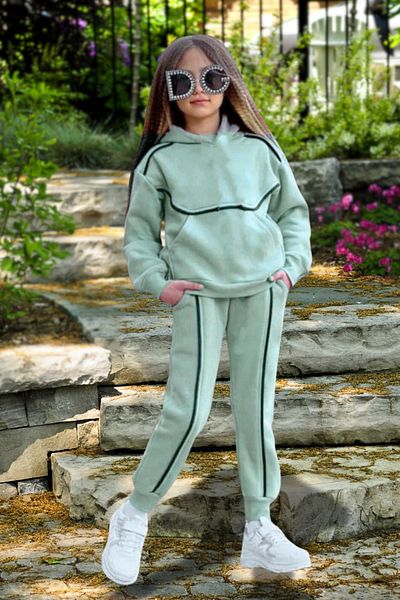 Fox Moda Girl's Hundred Percent Cotton Hooded Double Bottom Top Set