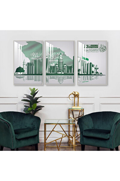 SND ثلاث لوحات جدارية خشبية مع برواز خشبي فضي و طبقة من الاكريلك الشفاف